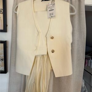 Zara Cream Women's Vest with Gold Buttons